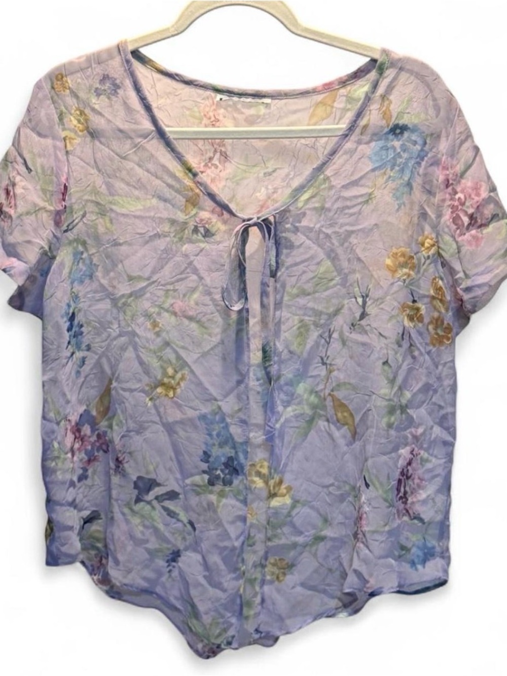 Vintage Whimsical Goth Watercolor Chiffon Overlay Blouse